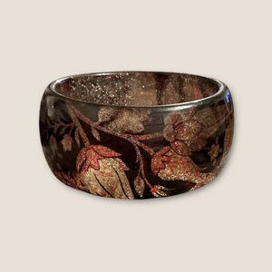 Vintage  Estate Floral  Glitter Resin Bangle Bracelet